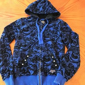 Fox Sweatshirt Hoodie Blue Black Velvet Studs